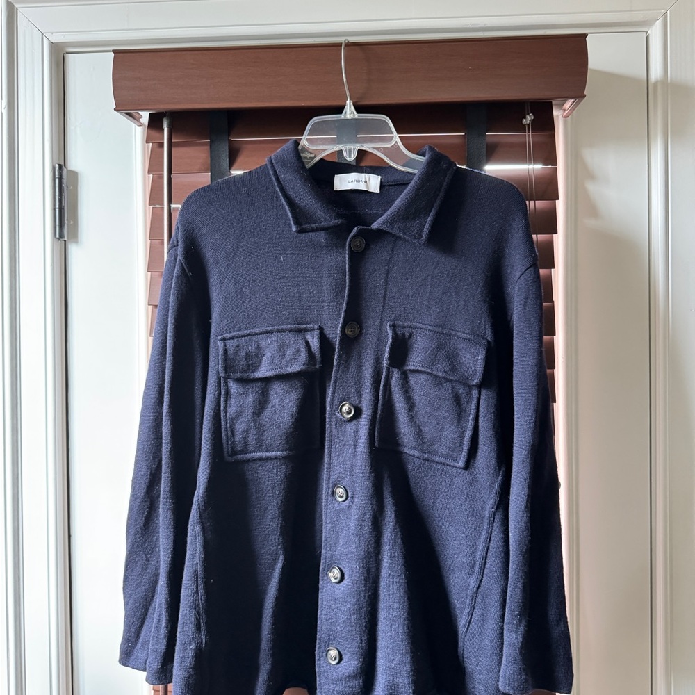 Lardini Navy Button-Up Cardigan